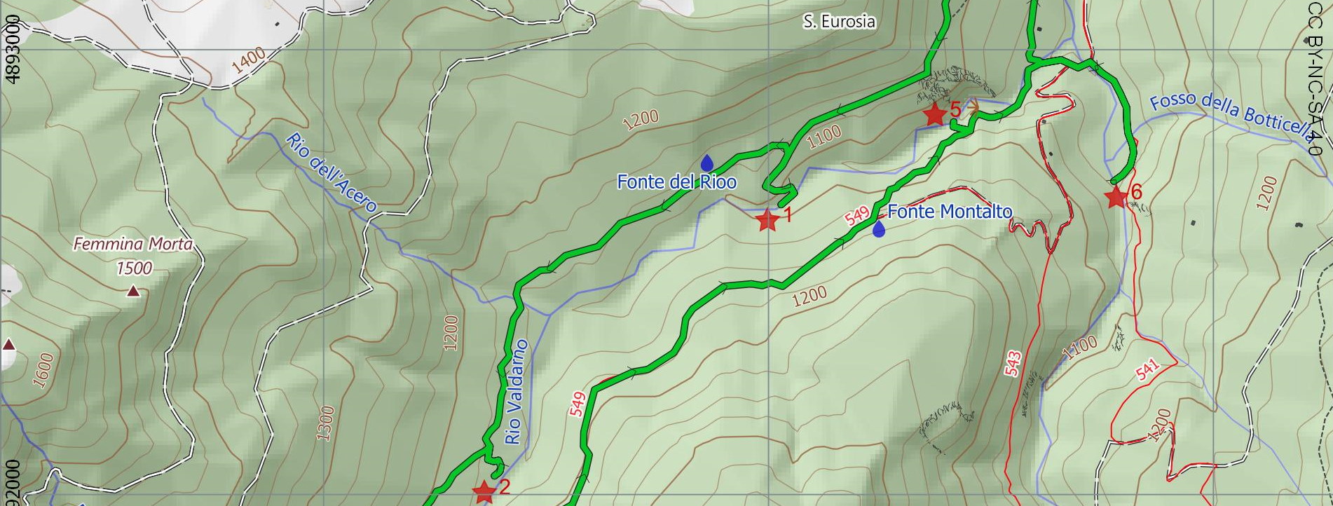 Mappa topografica pdf del Sentiero delle cascate a Sant'Annapelago